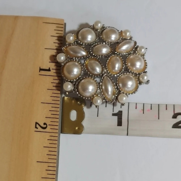 Vintage Silver‎ Pearl Cluster Brooch - Picture 4 of 6